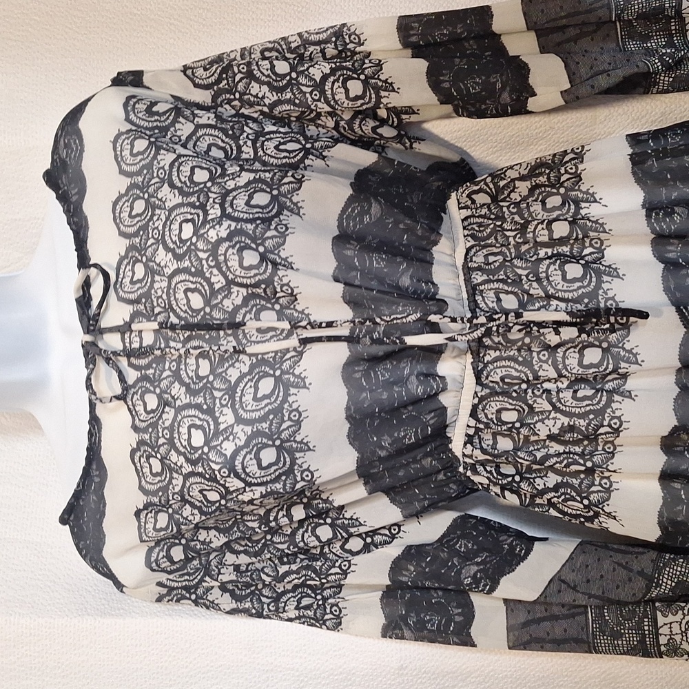 Kardashian Kollection XS. Black and white semi sheer cover up dress - Picture 2 of 7